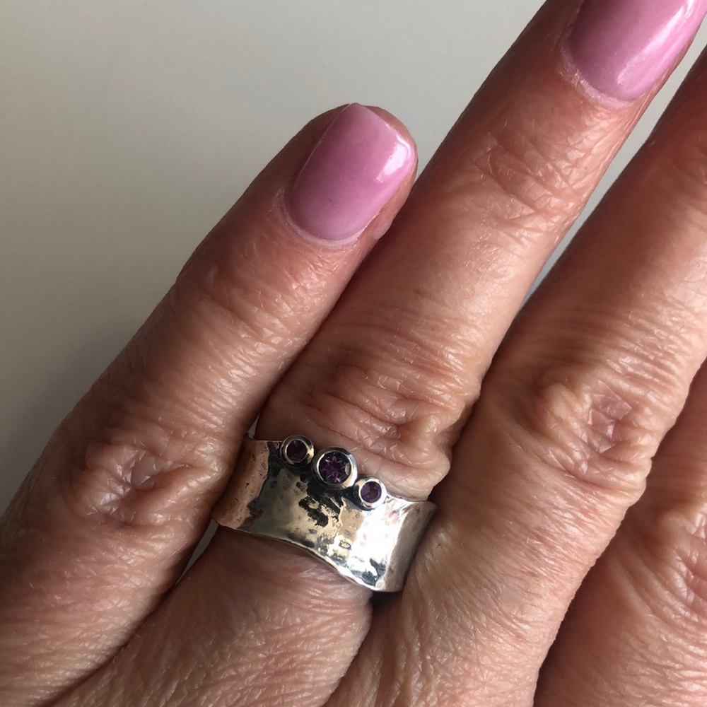 Sterling Silver Silpada ring with Natural Amethysts